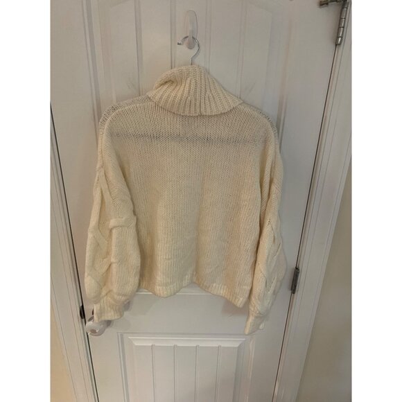 Madewell Somervell‎ Modern Cable Turtleneck Wool Blend Cream Sweater Sz Medium - Picture 8 of 8